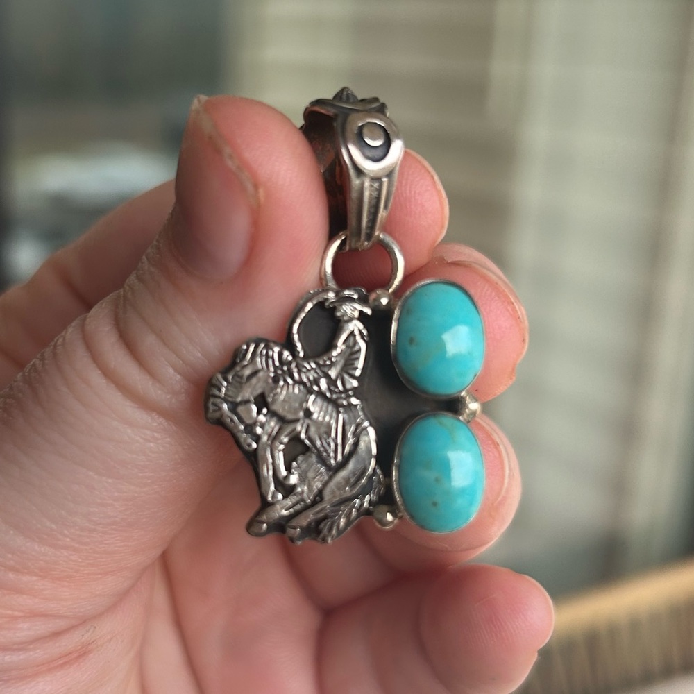 Turquoise Bronc Rider Pendant
